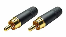 (2 Pack) Switchcraft 3502ABAU Cable End RCA Male Black/Gold w/Solder Terminals