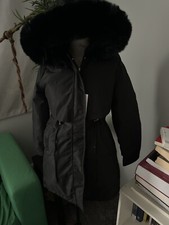Coat Size xs Women Parka Black Faux Fur Hood New warm