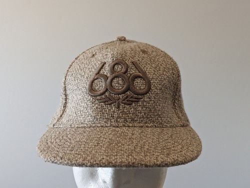 686 Wool Snapback Knit Woven Off White Fitted Hat Ball M/L Cap Flat Brim - Picture 2 of 13