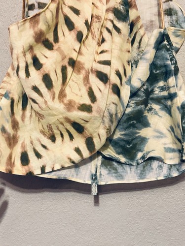 Zara Tie Up Halter Top Tie Dye Tropical Print Medium Open Cross Front - Picture 7 of 8