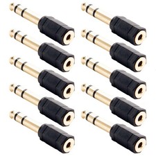 10 Pcs 3.5mm 1/8" Female to 6.35mm 1/4" TRS Male Stereo Audio Adapter Headphone
