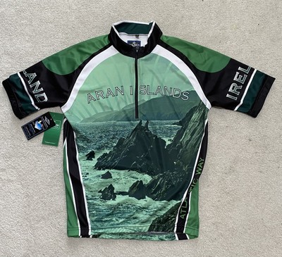 Aran Islands Ireland Cycling Jersey Dolmen Mens Medium Green Atlantic Way New