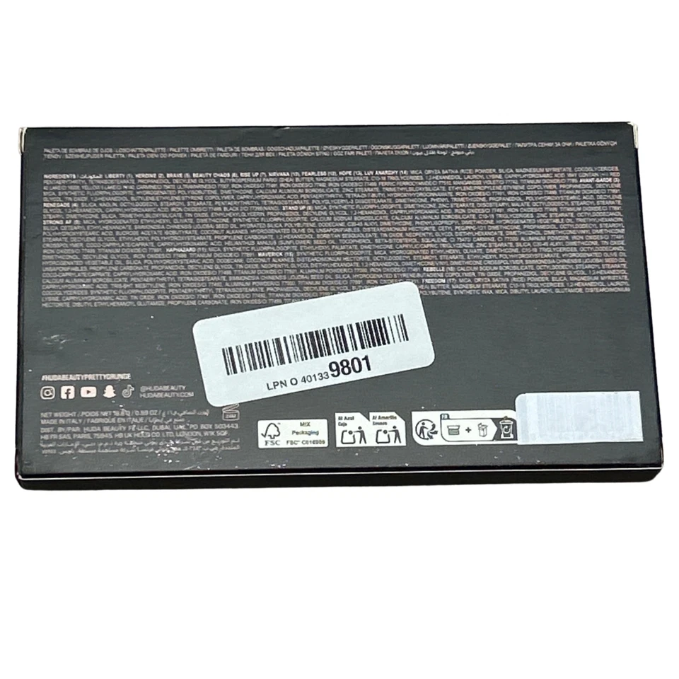 Paleta de sombras de ojos HUDA Beauty Pretty Grunge tamaño completo auténtica nueva en caja nueva Foto 4 de 4