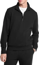 $198 MICHAEL KORS Men's Elevated Quarter Zip Pullover Sweater Black 2XL