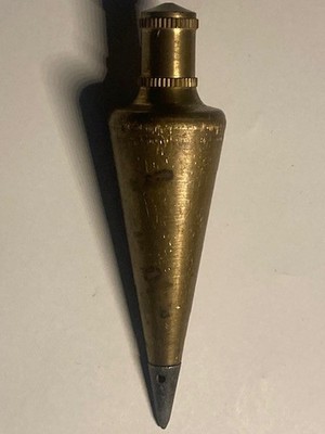 Vintage JLT Plumb Bob 8 oz. Brass Finish Replaceable Tip - Johnson Level & Tool