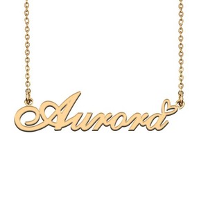 Authentic 18K Gold Plated Name Necklace Aurora Necklace for Women Heart Pendant Jewelry Gi