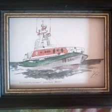 Aquarell " SEENOTRETTUNGSBOOT SIEGFRIED BOYSEN DER DGZRS "