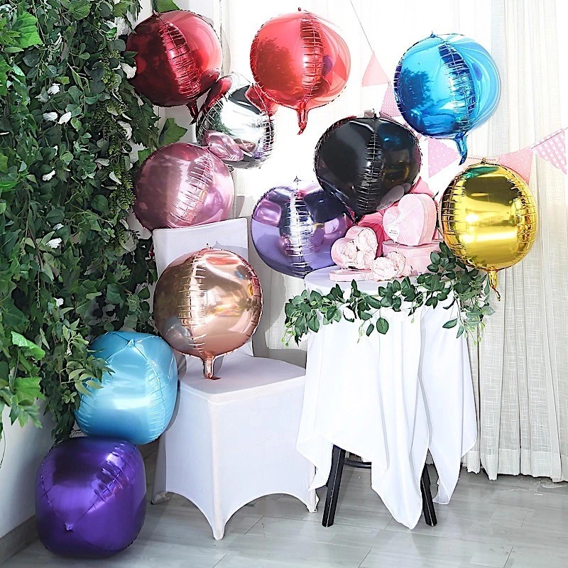 2 ROYAL BLUE 14" wide 4D Orbz Round Mylar Foil Balloons Wedding Party Supplies - Image 3 of 4