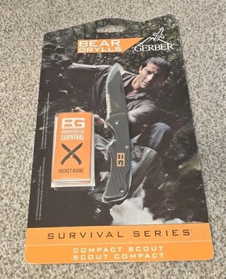 NEW Gerber Bear Grylls Compact Scout Survival Folding Knife Discontinued Black