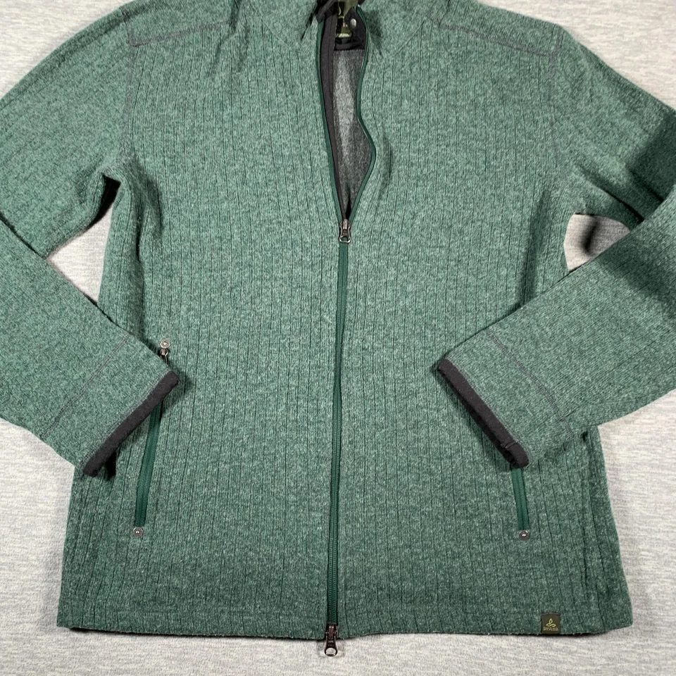 Chaqueta prAna Para Hombre Grande Verde Mezcla Lana Cremallera Completa Vellón Forrado Bolsillos Exterior Foto 3 de 4
