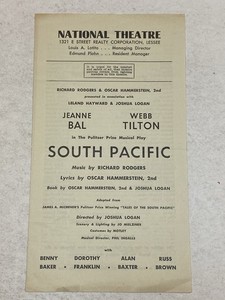 South Pacific Jeanne Ball Webb Tilton Play Program National Theater WashingtonDC