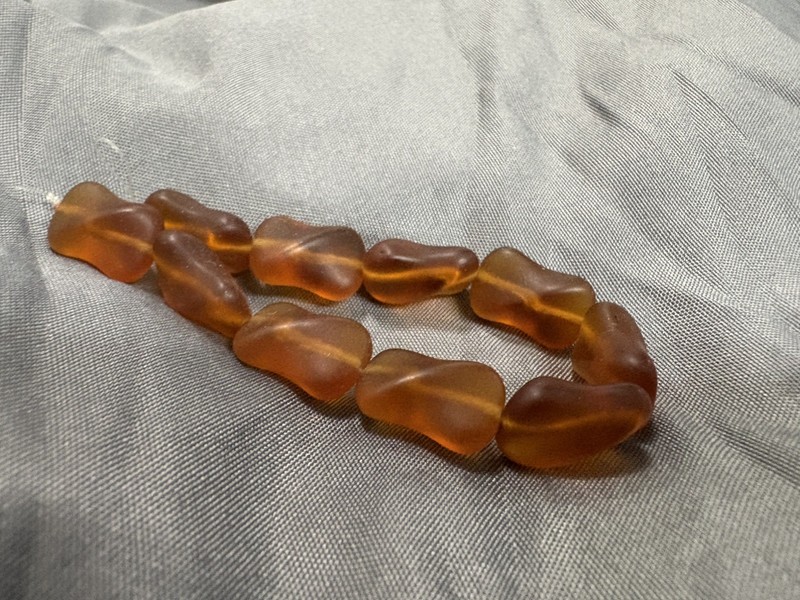 Transparent Frosted Amber Czech Glass Butterfly Shaped Helix Beads