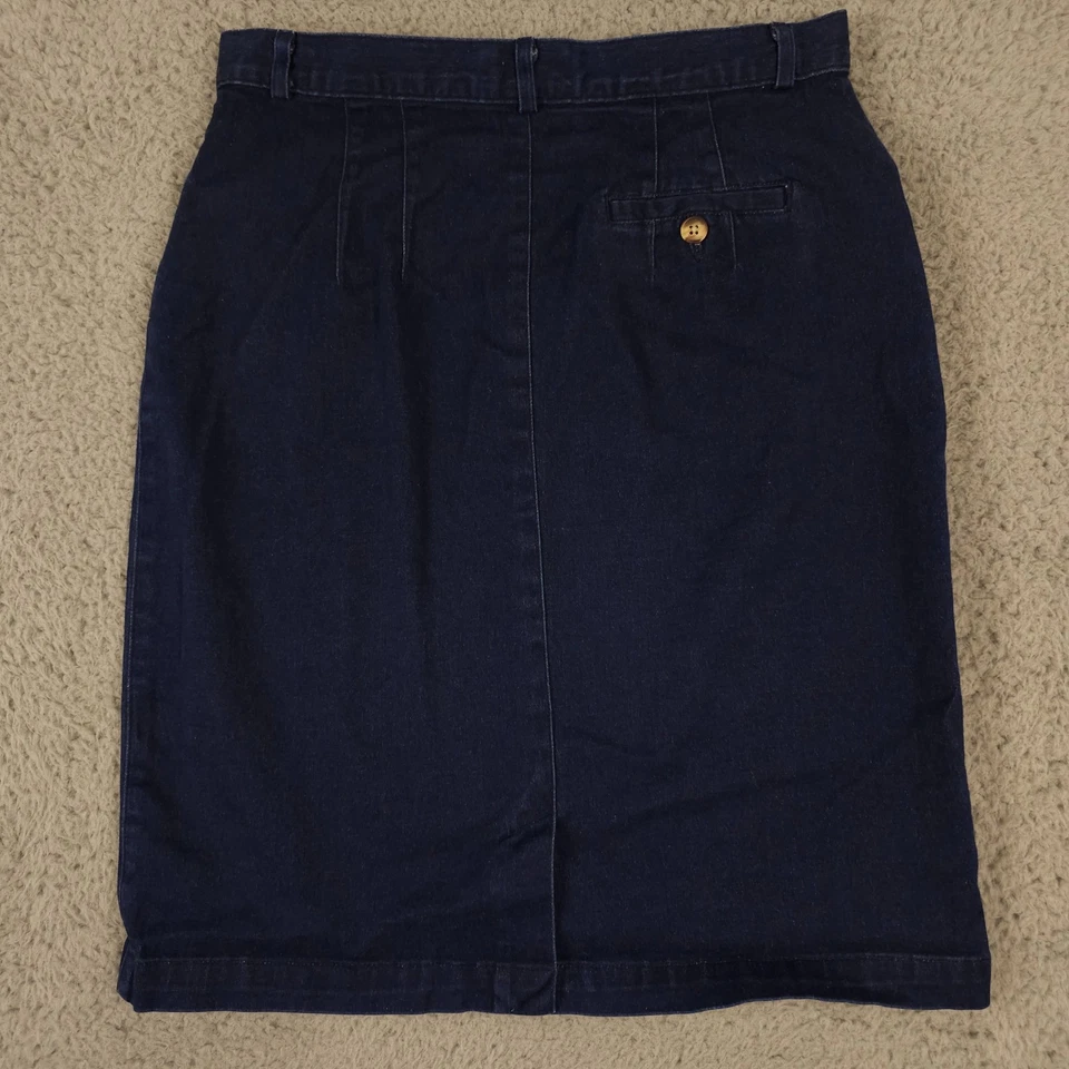 Vintage Talbots Jean Skirt Womens 8 Blue Denim A Line Knee Cotton Stretch Casual - Image 2 of 4