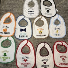 Baby Bibs My First Christmas Easter Thanksgiving New Years Easter Lot Of 10 Baby
