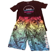 Hurley Graphic T-Shirt Kids Size M  Elastic Swim Trunks Inner Liner Kids 10/12