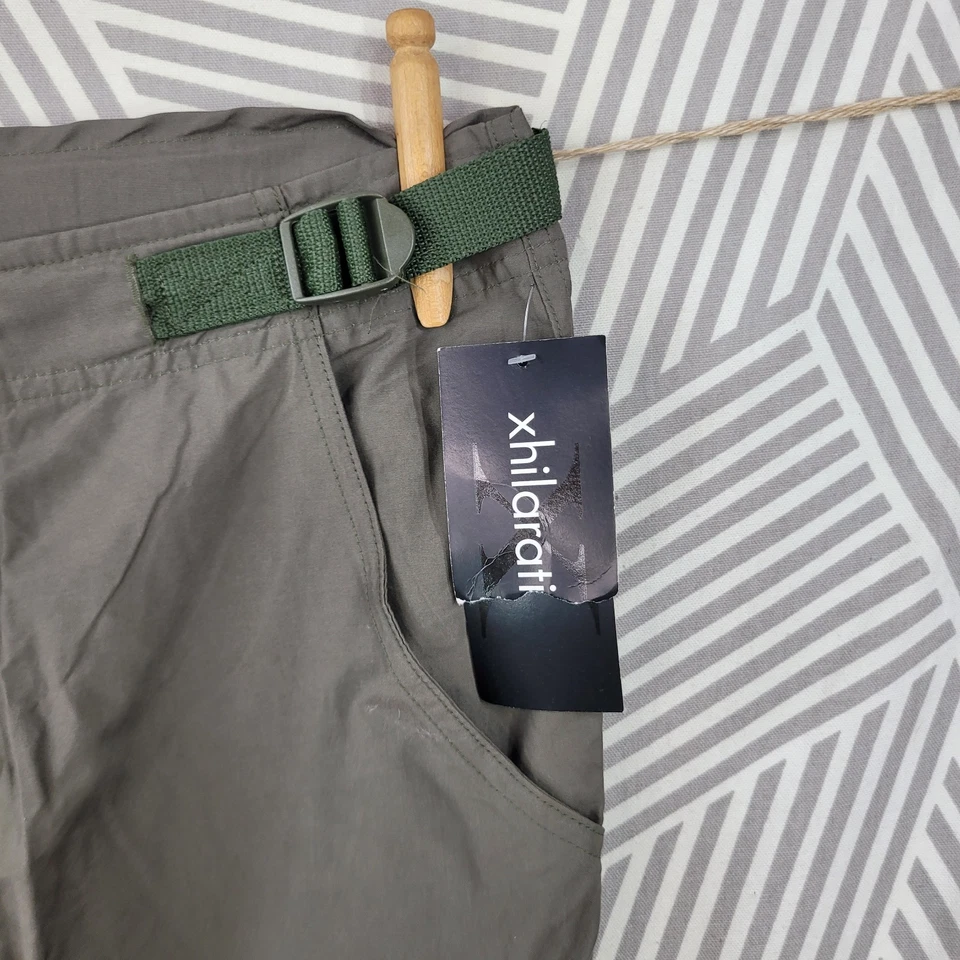 NUEVO DE COLECCIÓN Y2K Xhilaration Capri Bolsillos con Cremallera Mediano Caqui Verde Algodón Ajustable Foto 3 de 4