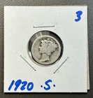 1920 - S - 10C Mercury Dime / Early Years 90% Silver Coin. Rough Circ.