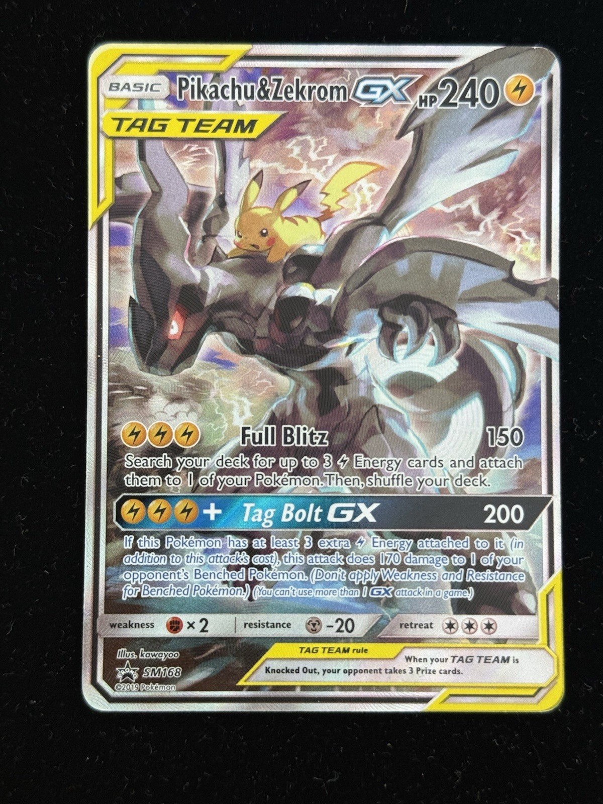 FULL ART Pikachu & Zekrom GX Tag Team ULTRA RARE SM168 Pokemon Holo Promo - LP