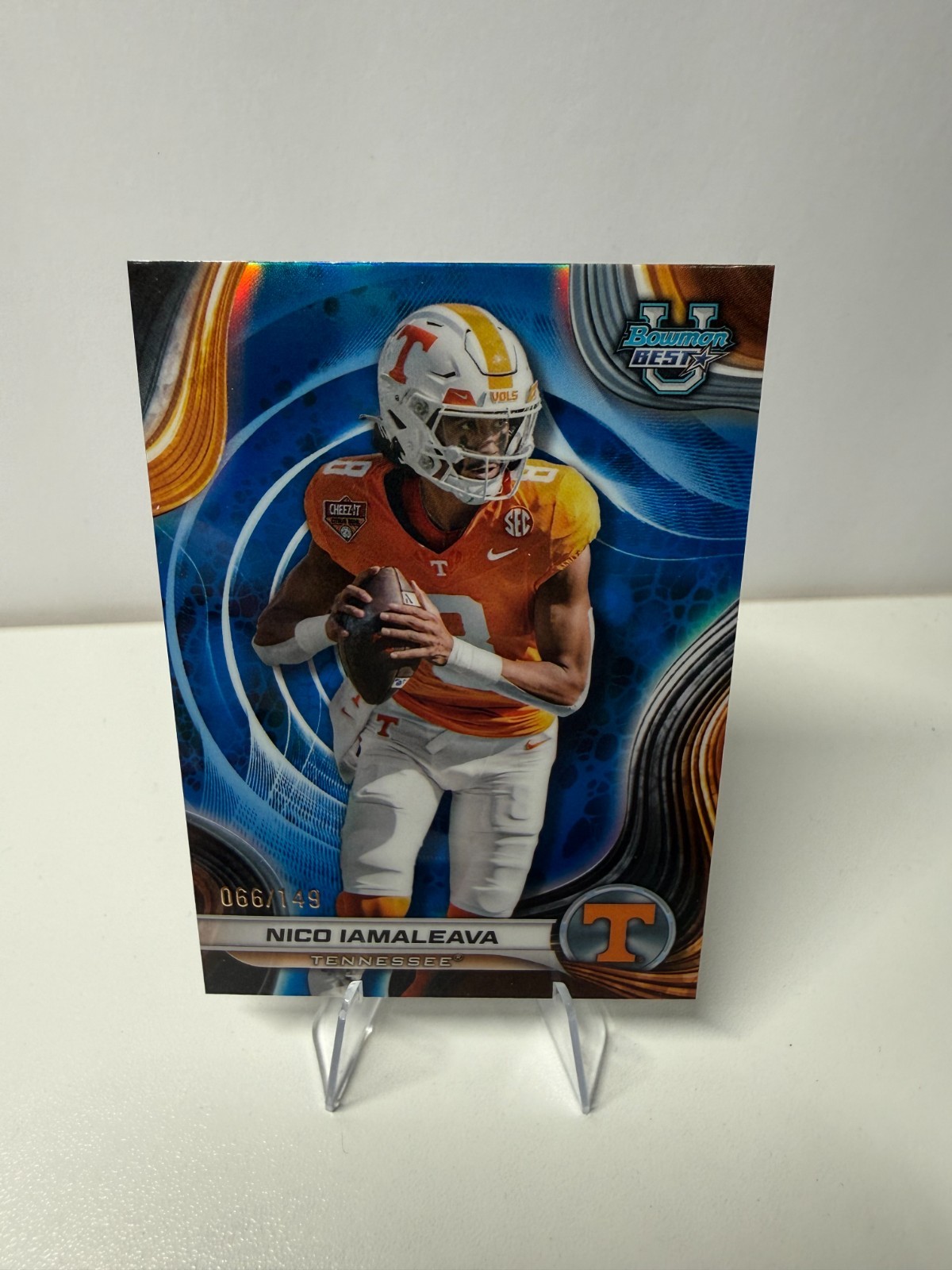 Nico Iamaleava 2024 Bowman Best U Chrome Blue Refractor /149 #90 Tennessee