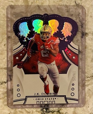 2020 Panini Crown Royale Purple /25 J.K. Dobbins RC - Ohio State Buckeyes