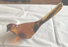 Vintage Fenton Amber Glass Bird Of Happiness Art Glass Paperweight w/Long Tail