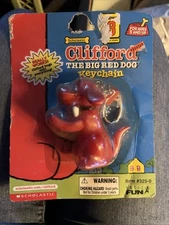 Clifford the Big Red Dog Keychain 2001 Basic Fun Key Ring #325-0 Sealed