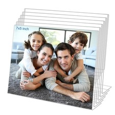 6 Pack 5x7 Acrylic Picture Frames, Clear Frameless Desktop Display, Horizontal