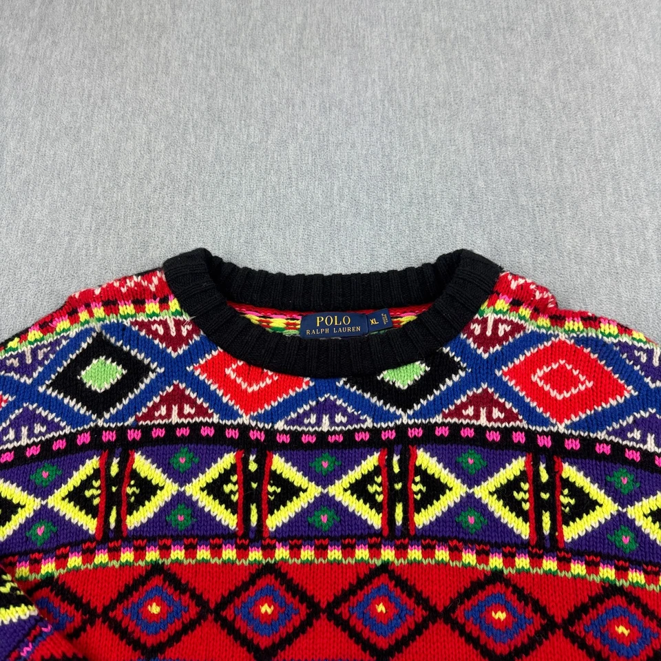 Polo Ralph Lauren Suéter Mujer XL Rojo Nórdico Isla Feria Lana Merino Cachemira Foto 2 de 4