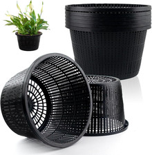 Hydroponic Mesh Net Pots - 6 Black Plastic Baskets for Aquatic Plants