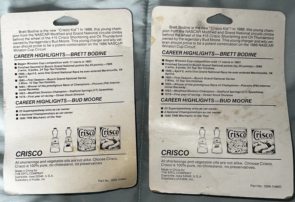 Nuevo ERTL Crisco Racing 1988 Brett Bodine Thunderbird #15 réplica fundida a presión 1/64 Foto 2 de 2