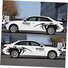 Large Flame Car Body Decals, Vinyl Cool Car Side Stickers to Modify Cars Black