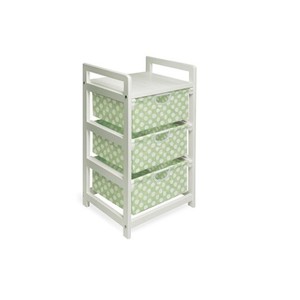 Details About Baby Nursery Laundry Hamper Sage White Polka Dot Clothes Diaper Bins 3 Drawer