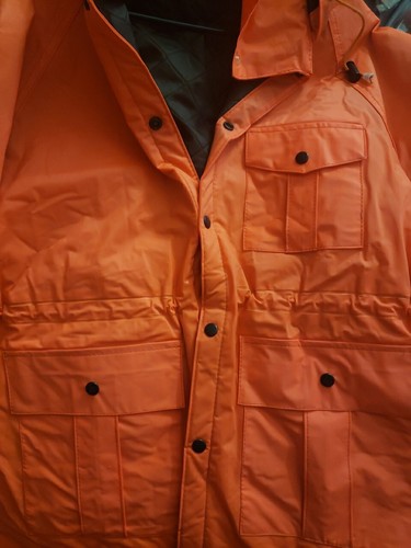 Duck Bay Hunting PVC Orange Raincoat Size SMALL - Picture 4 of 5