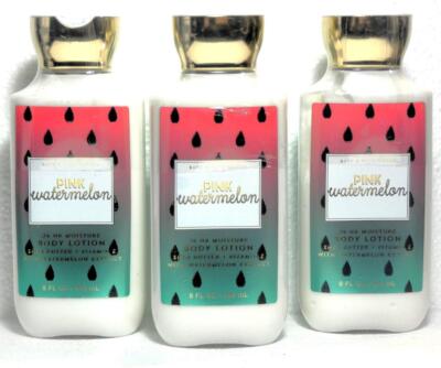 3 Bath & Body Works PINK WATERMELON Shea, Coconut Oil, Vit E Body Lotion 8 oz