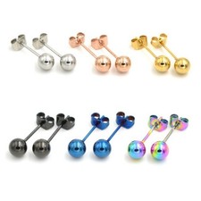 Plain Ball Earring Studs Plating Over Surgical Steel Stud Unisex Sold In Pairs