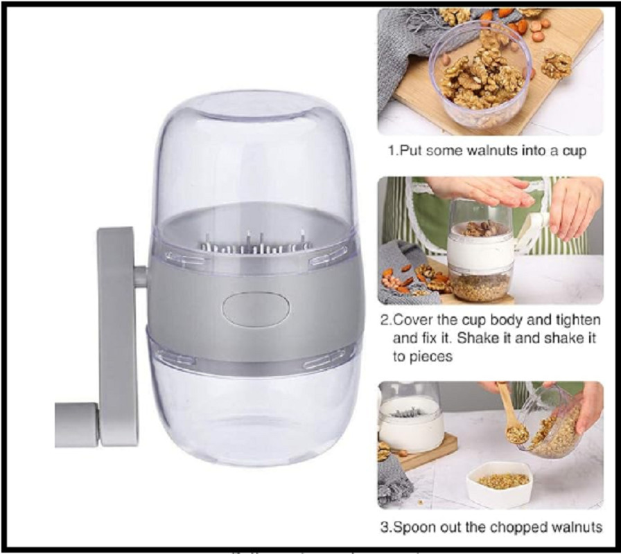 Nut Chopper Portable Manual Nut Grinder with Hand Crank for All Nuts Hand Held
