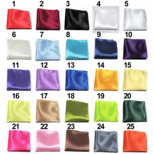 Men Satin Solid Plain Color Handkerchief Hanky Pocket Square Wedding Party Dote