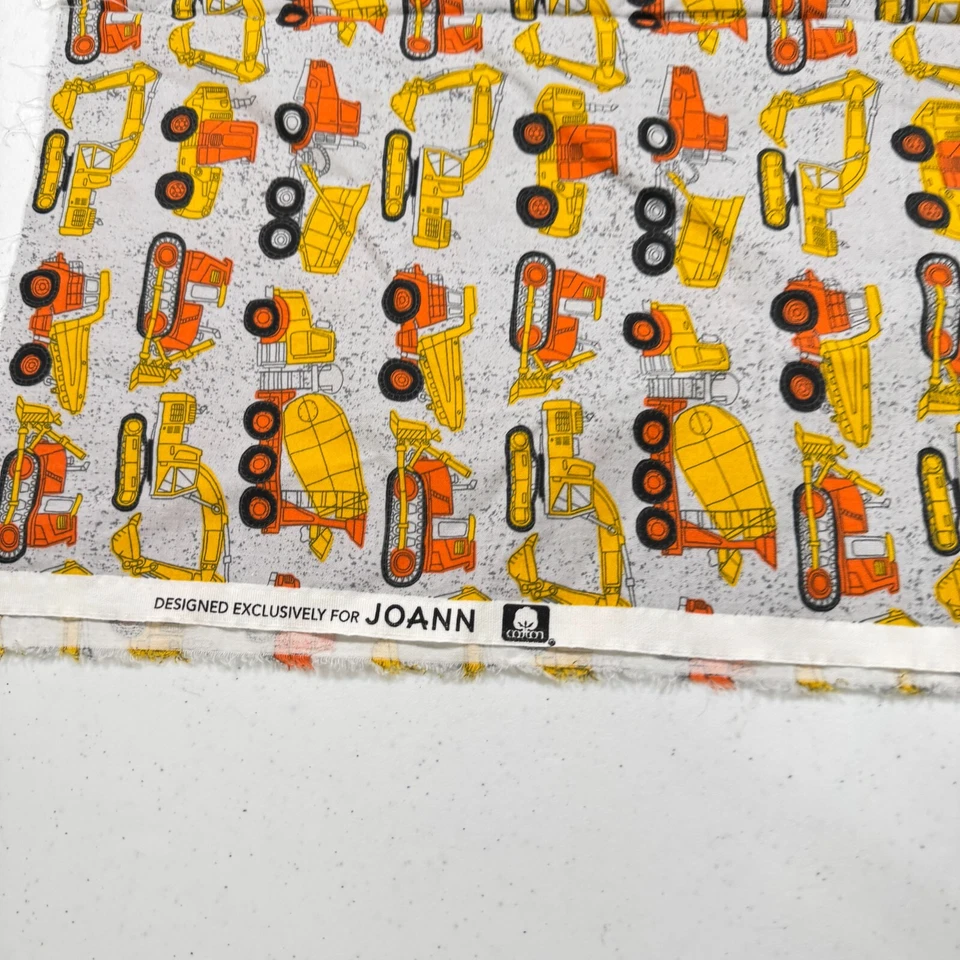 joann fabric yellow construction trucks cotton 28x42 - Image 3 of 4