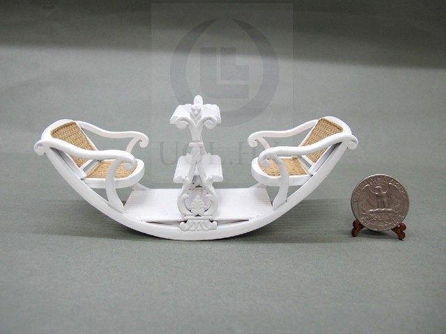 1 12 Scale Miniature Wooden See Saw Swing Chair For Doll House White