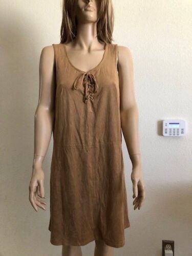 Junior's NWT Fish Bowl Lace-up Faux-Suede Shift Camel Dress Size XL - Picture 1 of 4