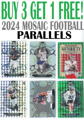 2024 Panini Mosaic Football PARALLELS GREEN/SILVER (BUY 3 GET 1) You Pick/Choose
