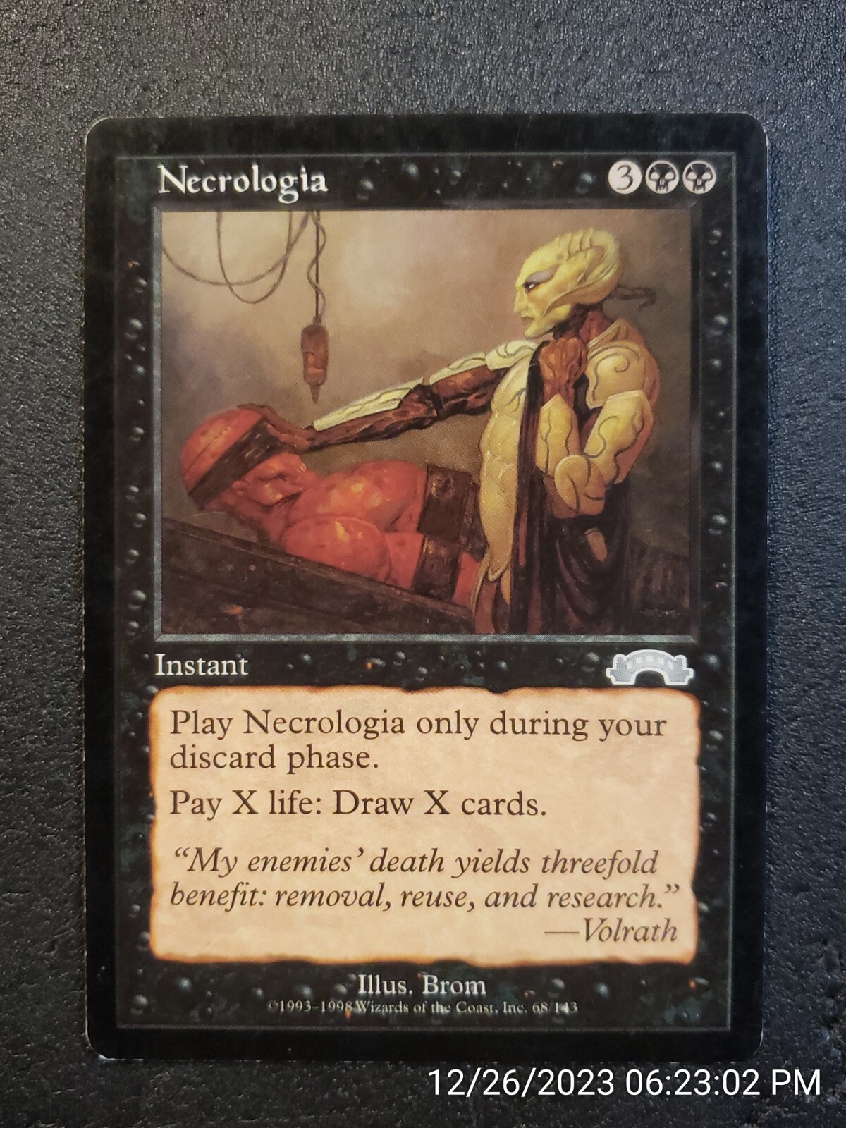 Necrologia Exodus LIGHTLY PLAYED Uncommon MAGIC THE GATHERING CARD (DS3D1B3)