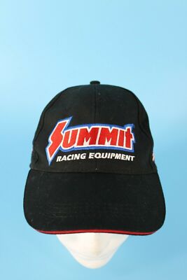 Summit Racing Equipment Strapback Hat Black Adjustable USA Embroidered Flag