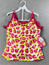 Lily Dan Girls Size L Swim Suit Bikini Top and Buttom NWT Pink Green White
