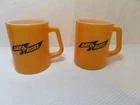 2 vintage Federal milk glass Day & Ross orange advertising coffee mugs