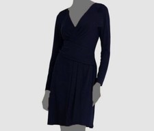 Ralph Lauren Women's Blue Navy Stretch Jersey Surplice Dress Size 10