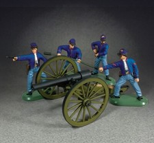 BRITAINS SUPER DEETAIL 52109 UNION 10 POUND PARROT CANNON WITH 4 MAN CREW