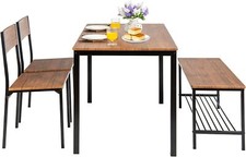 4er Set Essgruppe Esstisch mit Bank & Ablage 2 Stühlen Küchentisch 107x70x76cm
