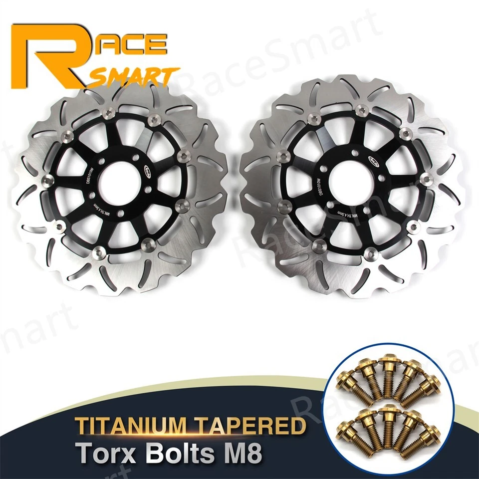 Rotores de disco de freno delanteros traseros + tornillos de montaje para Suzuki RF900R 1994-1997 Foto 3 de 4