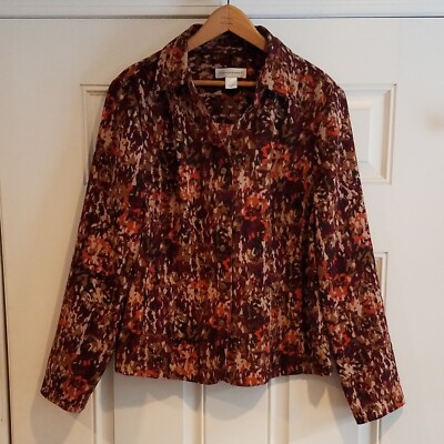 Christopher & Banks Stretch Shirt Jacket Womens Large Floral. K-12